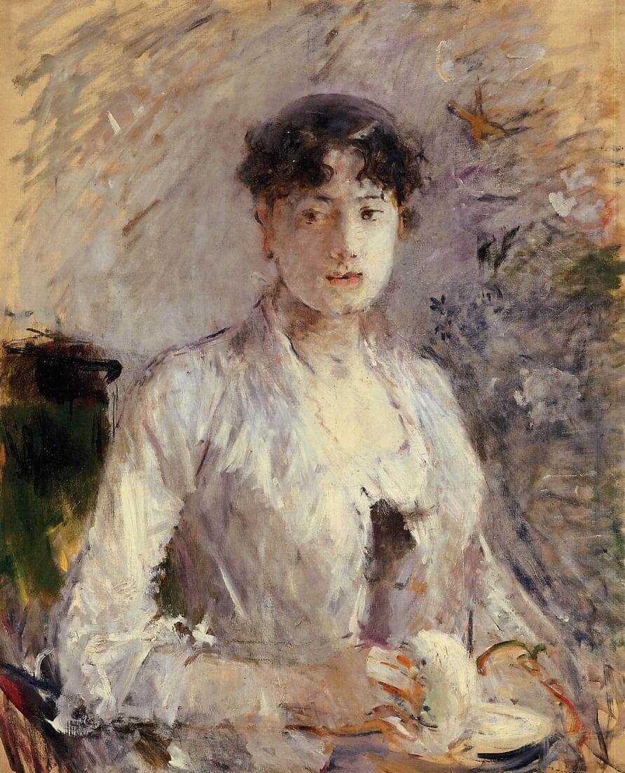“Eflatunlar içinde genç kadın”, Berthe Morisot